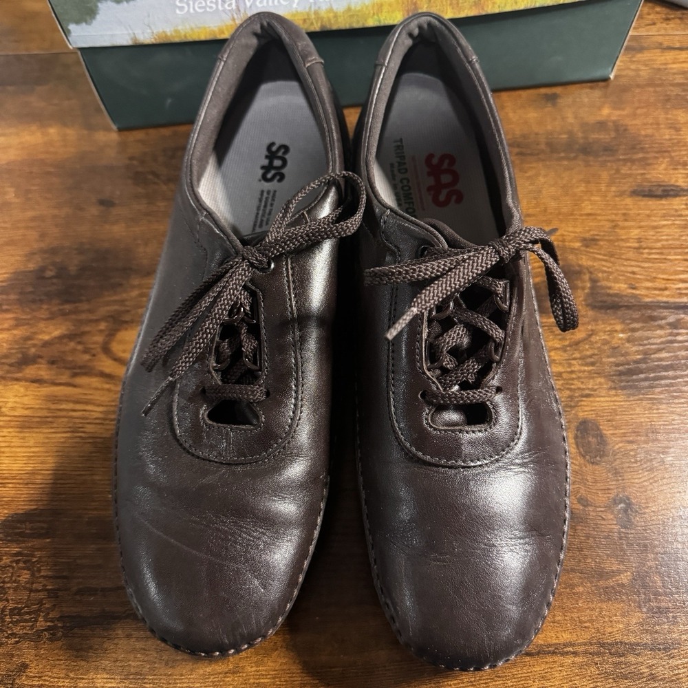 SAS Sz 10.5 N Antique Wine Leather Lace Up Shoes MADE IN‎ USA EUC